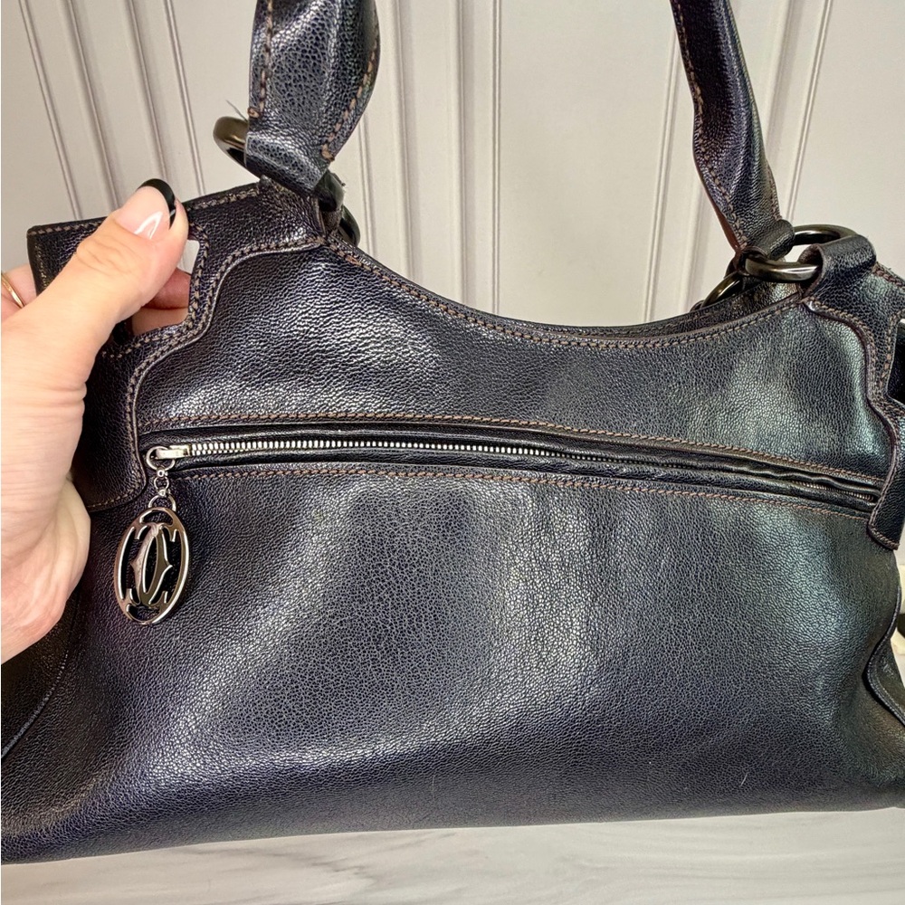 Cartier Vintage Marcello Black Leather Shoulder Bag Like New Condition Dust Bag - Picture 10 of 13